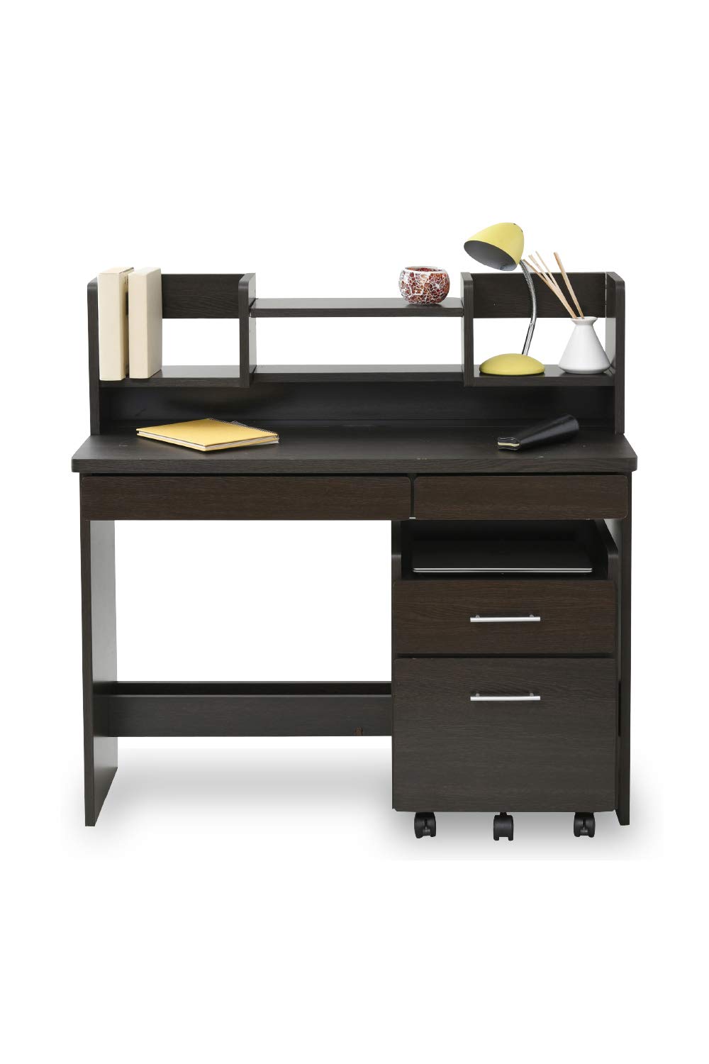 JKプラン 学習机 コンパクト 幅100 ワゴン付き 本棚付き 引き出し付き シンプル キャスター 棚 ブラウン 茶色 TSSGT0134SETDB