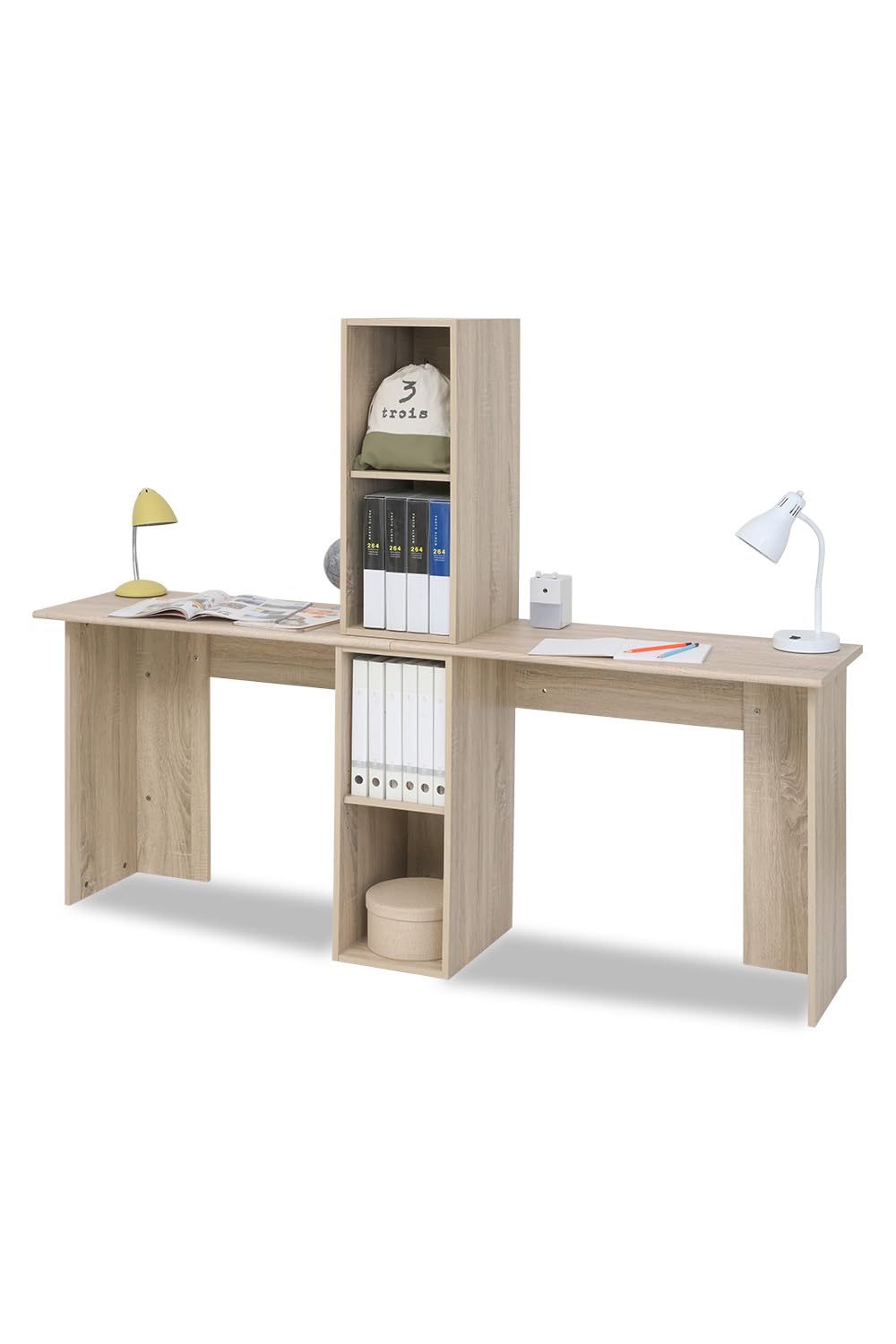 JKプラン 学習机 ふたり用 2人 シンプル 180 幅 リビング学習 親子 ナチュラル ベージュ TSFWD0011NA