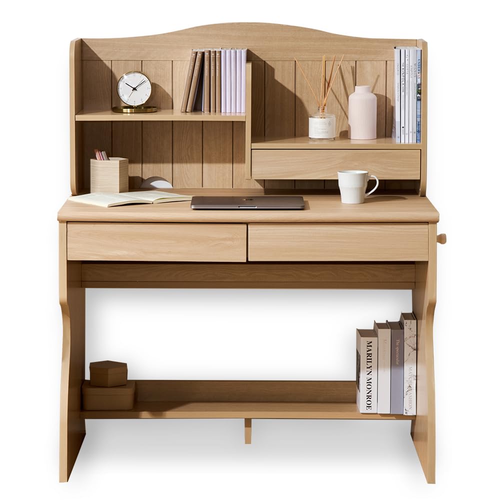 アイリスプラザ 学習机 勉強机 上置き棚付き カントリー調 幅:100cm カントリーデスク FJ-026-IR ビーチ
