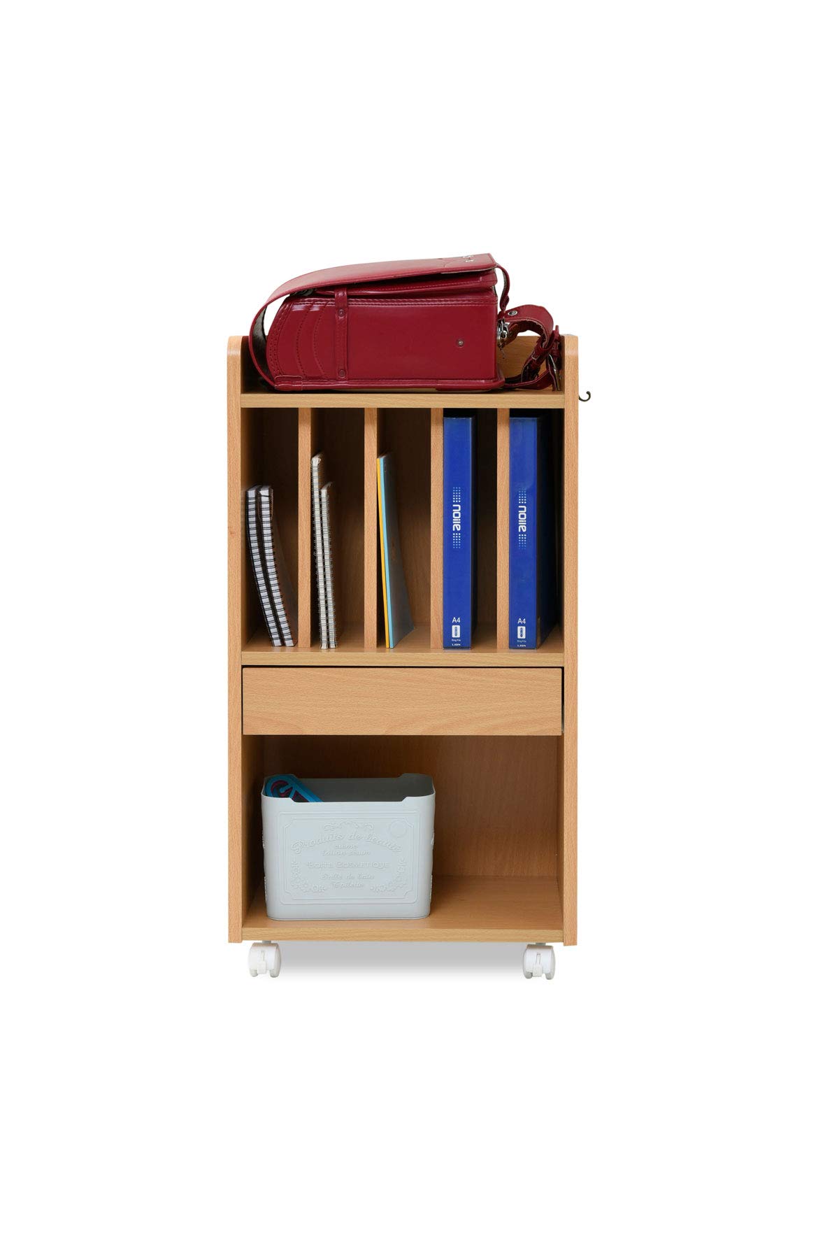 JKプラン ランドセルラック スリム 約 幅45 奥行30 高さ85cm キャスター付き 本 絵本ラック ベージュ 木目 TSFRM0123NA